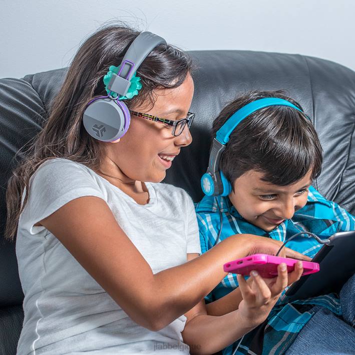 JLab Écouteurs filaires et sans fil pour enfants jbuddies studio écouteurs J4HV21 graphite/bleu