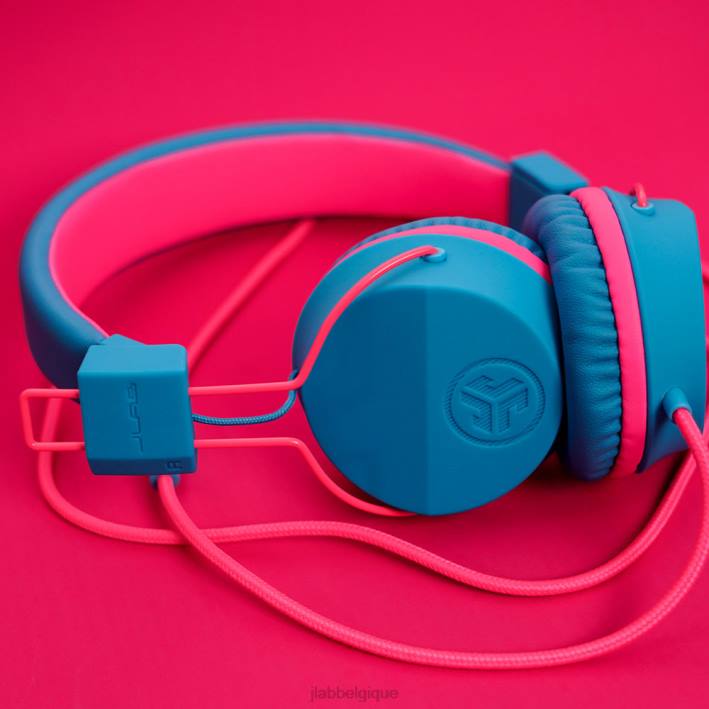 JLab Écouteurs filaires supra-auriculaires pour enfants jbuddies studio écouteurs J4HV25 bleu/rose