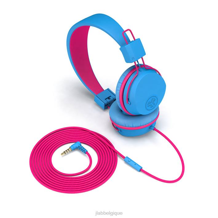 JLab Écouteurs filaires supra-auriculaires pour enfants jbuddies studio écouteurs J4HV25 bleu/rose