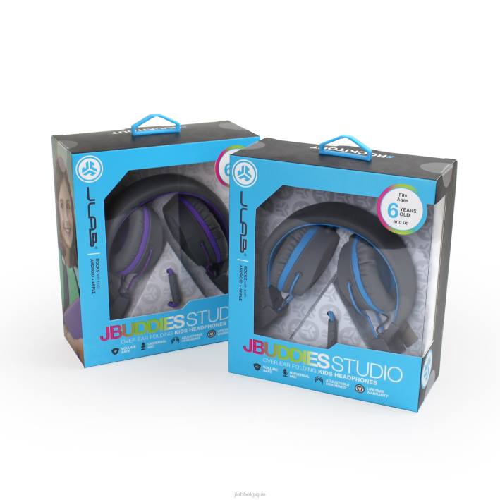 JLab Écouteurs filaires supra-auriculaires pour enfants jbuddies studio écouteurs J4HV26 graphite/violet
