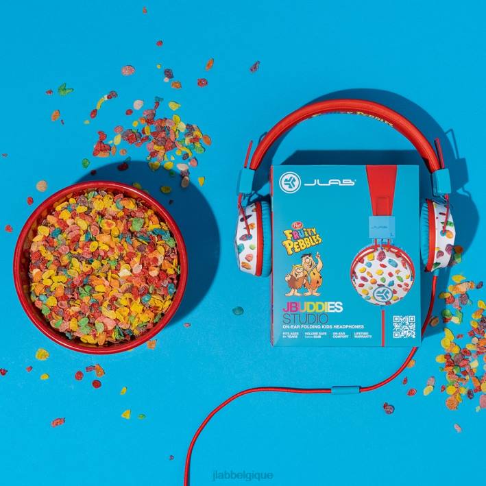 JLab Écouteurs filaires supra-auriculaires pour enfants jbuddies studio en édition limitée écouteurs J4HV30 galets fruités