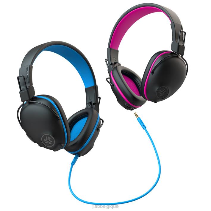 JLab Écouteurs supra-auriculaires sans fil et filaires jbuddies pro pour enfants écouteurs J4HV36 rose